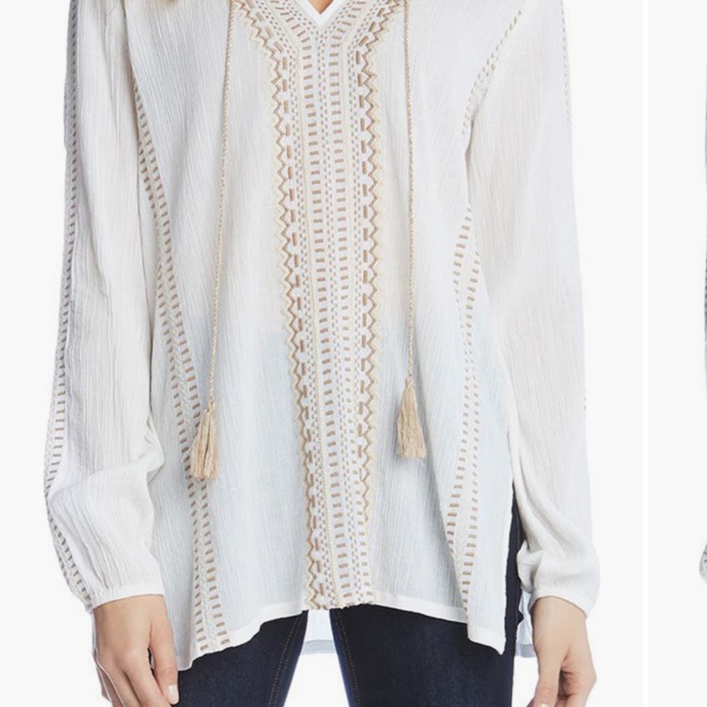 Karen Kane Crinkle Gauze Embroidered Boho Tunic M